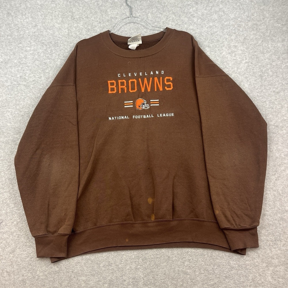 VINTAGE Cleveland Browns Sweatshirt Mens‎ XL  Brown Crewneck Embroidered NFL